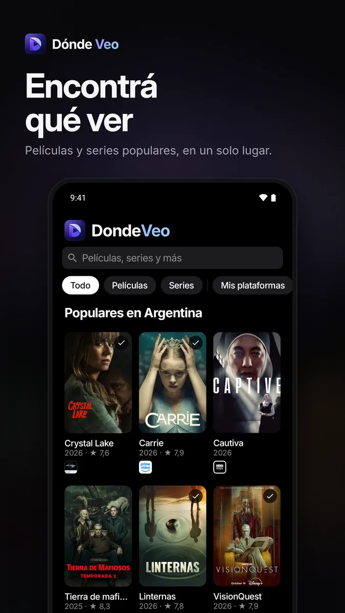 Dónde Veo — Capturas 1